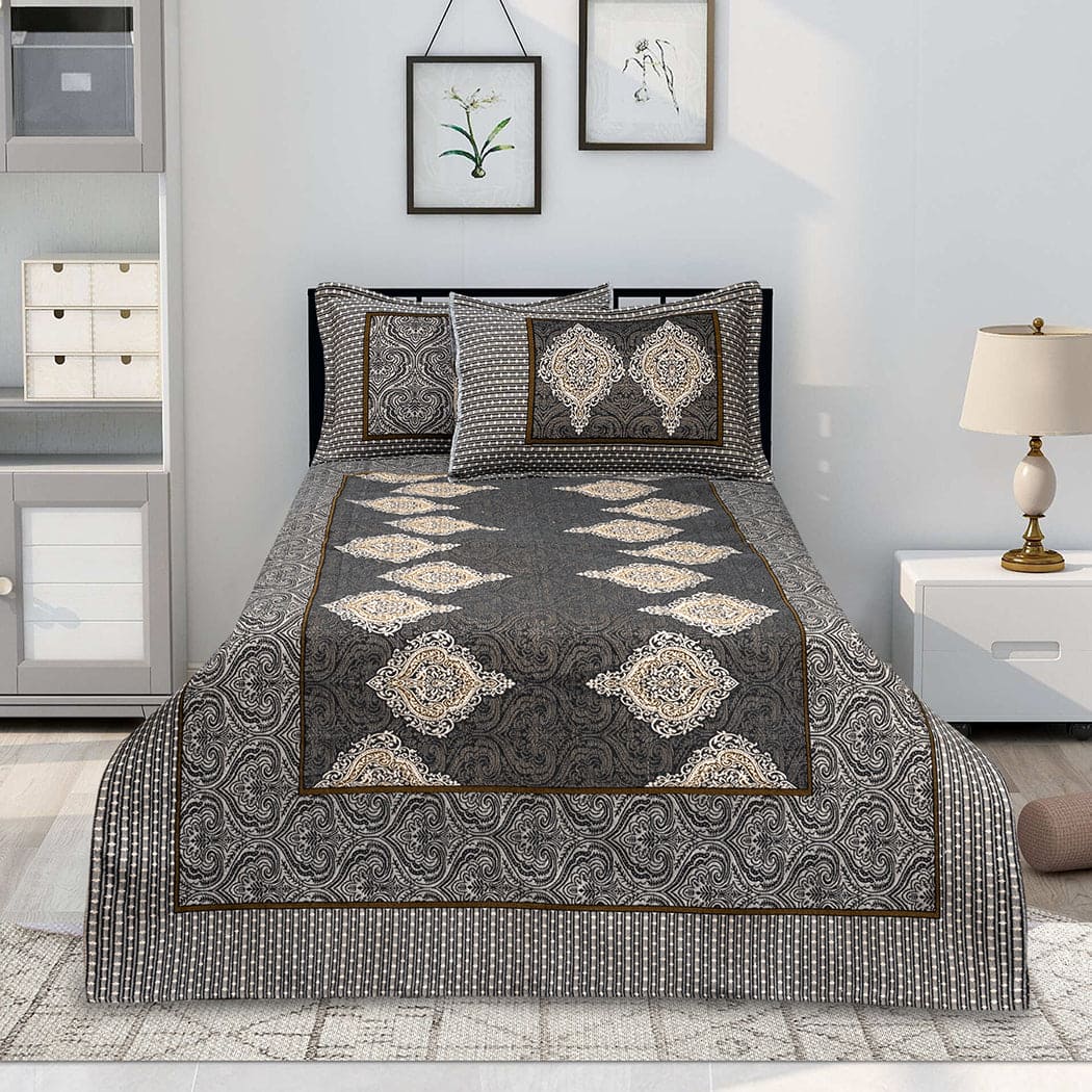 Lush 4 pillow Multani Bedsheet Set | Single (2 Pillow Covers)