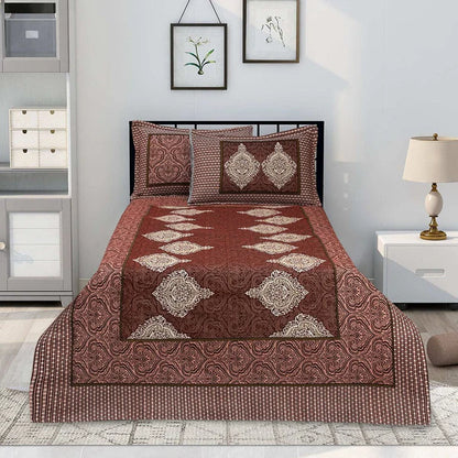 Lush 4 pillow Multani Bedsheet Set | Single (2 Pillow Covers)