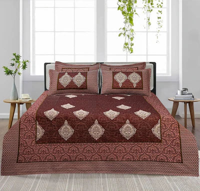 Lush 4 pillow Multani Bedsheet Set | Single (2 Pillow Covers)