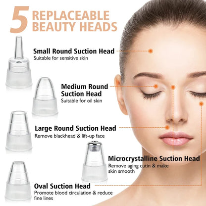5-in-1 Electric Blackhead Remover & Pore Vacuum Cleaner – USB Rechargeable Facial Pore Cleaner