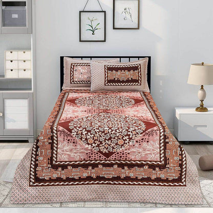 Opal Tea Pink 4 Pillow Multani Bedsheet Set (Single Two Pillow)