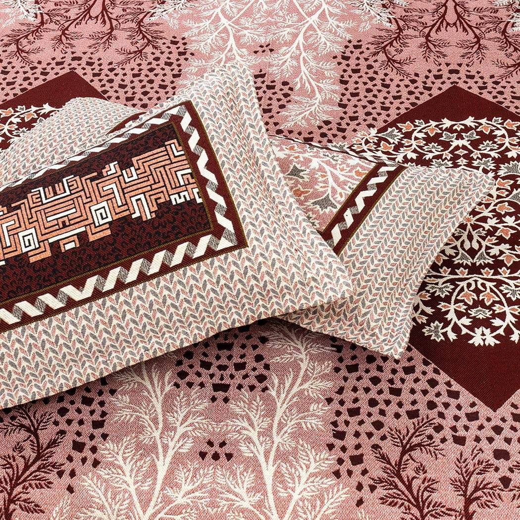 Opal Tea Pink 4 Pillow Multani Bedsheet Set (Single Two Pillow)