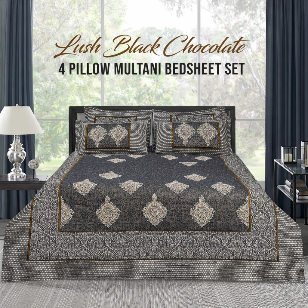 Lush 4 pillow Multani Bedsheet Set | Single (2 Pillow Covers)