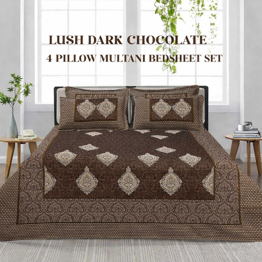 Lush 4 pillow Multani Bedsheet Set | Single (2 Pillow Covers)
