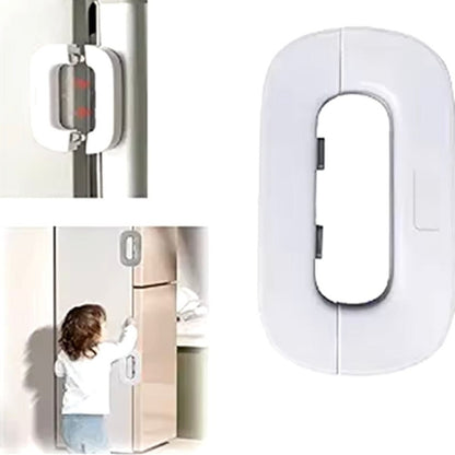 Child Safety Refrigerator Lock – Baby Proof Fridge Door Lock with Double Button | White & Grey