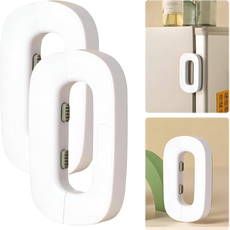 Child Safety Refrigerator Lock – Baby Proof Fridge Door Lock with Double Button | White & Grey