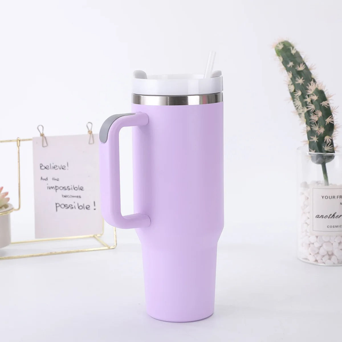 40oz Vacuum Flask with Straw – Hot & Cold Insulated Tumbler/ Water Bottle