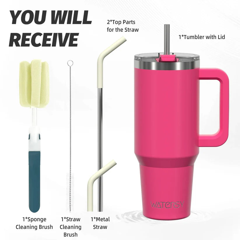 40oz Vacuum Flask with Straw – Hot & Cold Insulated Tumbler/ Water Bottle