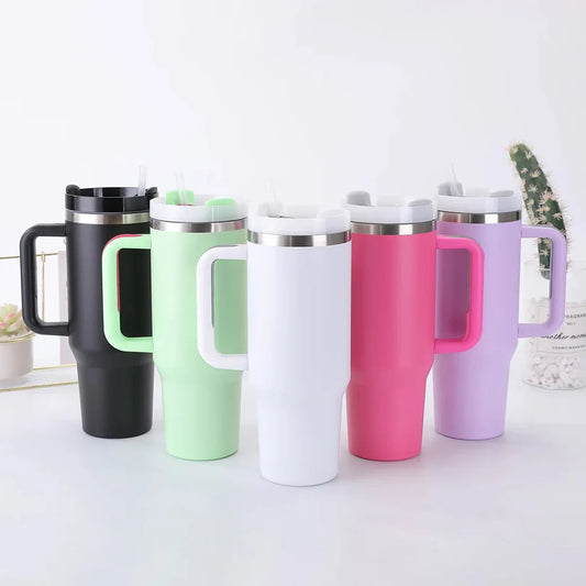 40oz Vacuum Flask with Straw – Hot & Cold Insulated Tumbler/ Water Bottle